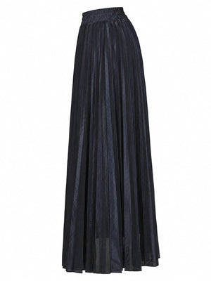 maxi skirt featuring pleated in Sapphire Blue with Polyester texture