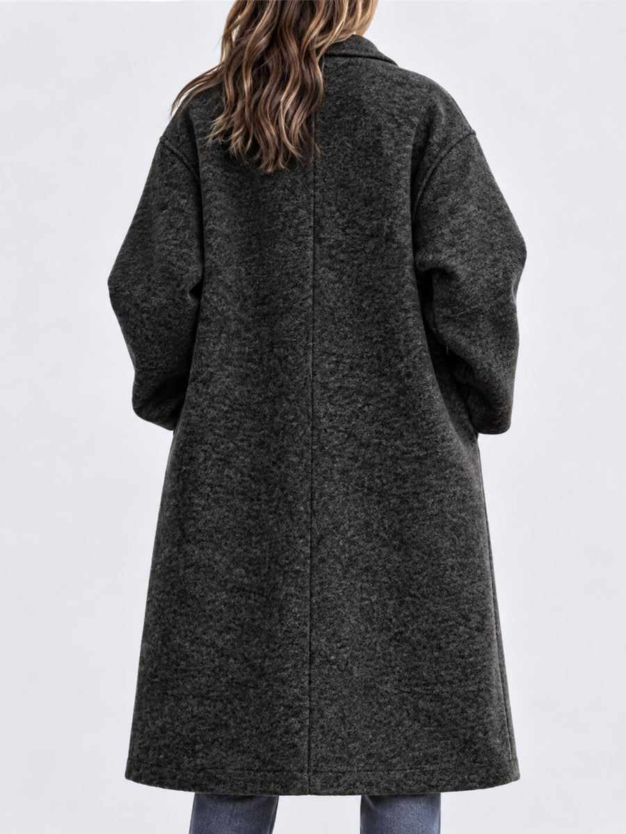 Khaki oversized overcoat with notch lapel
