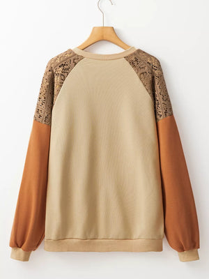 Lace Patchwork Colorblock Sweatshirt option 6