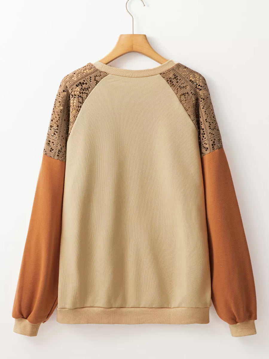 Lace Patchwork Colorblock Sweatshirt option 6