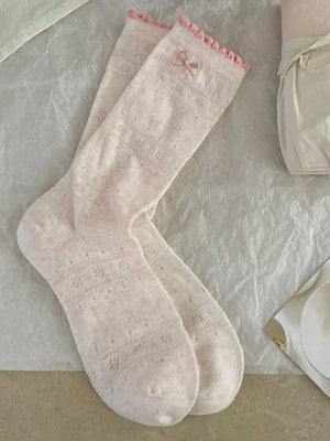socks in Black with openwork and bow detail