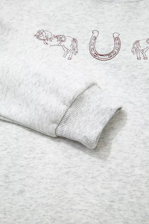 sweatshirt in Light Gray with ribbed cuffs and hip-length