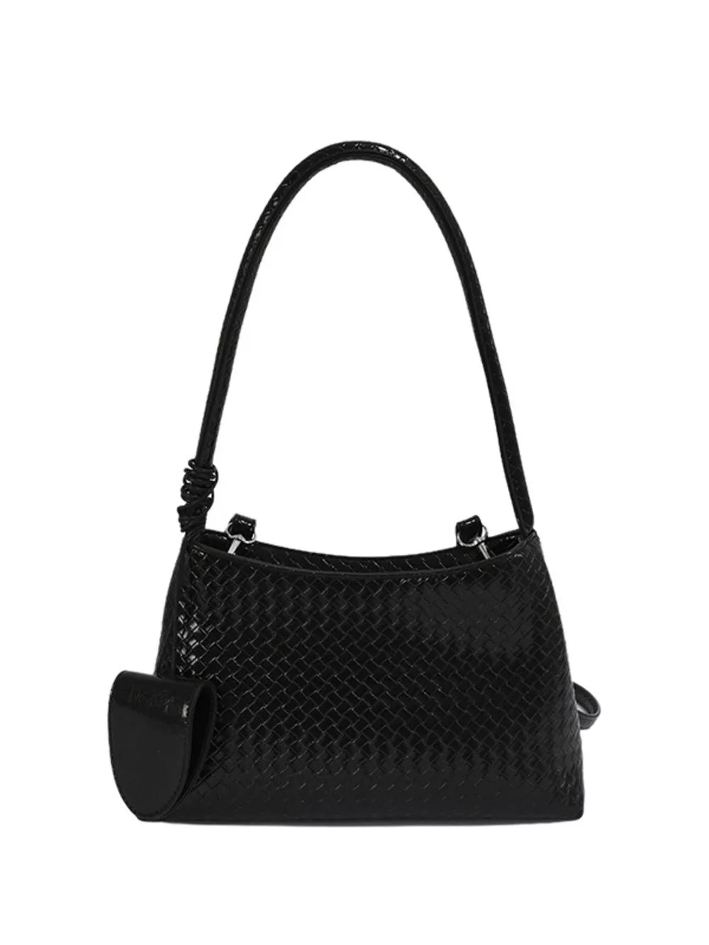 shoulder bag featuring geometric in black with PU Leather Imported Size &amp texture