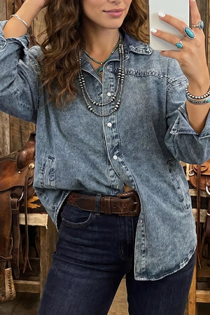 Medium Western Long Sleeve Denim Jacket Tunic