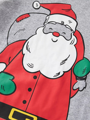 Light Gray Santa print cotton pajama set for babies.
