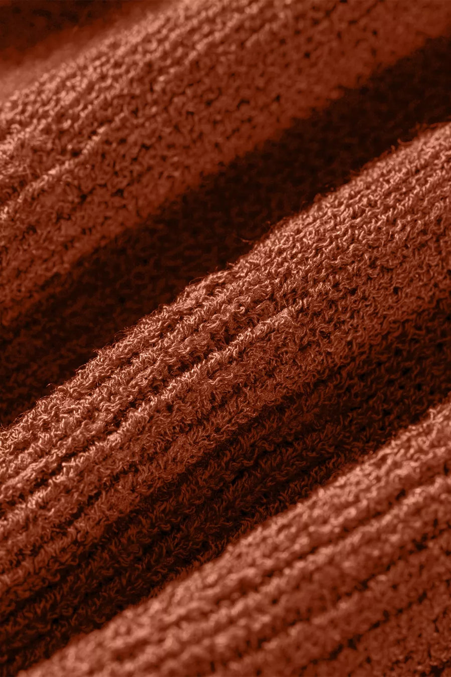 Ribbed Knit Round Neck Short Sleeve Sweater in Brown, view 11