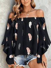 Printed Off Shoulder Blouse in Pink
