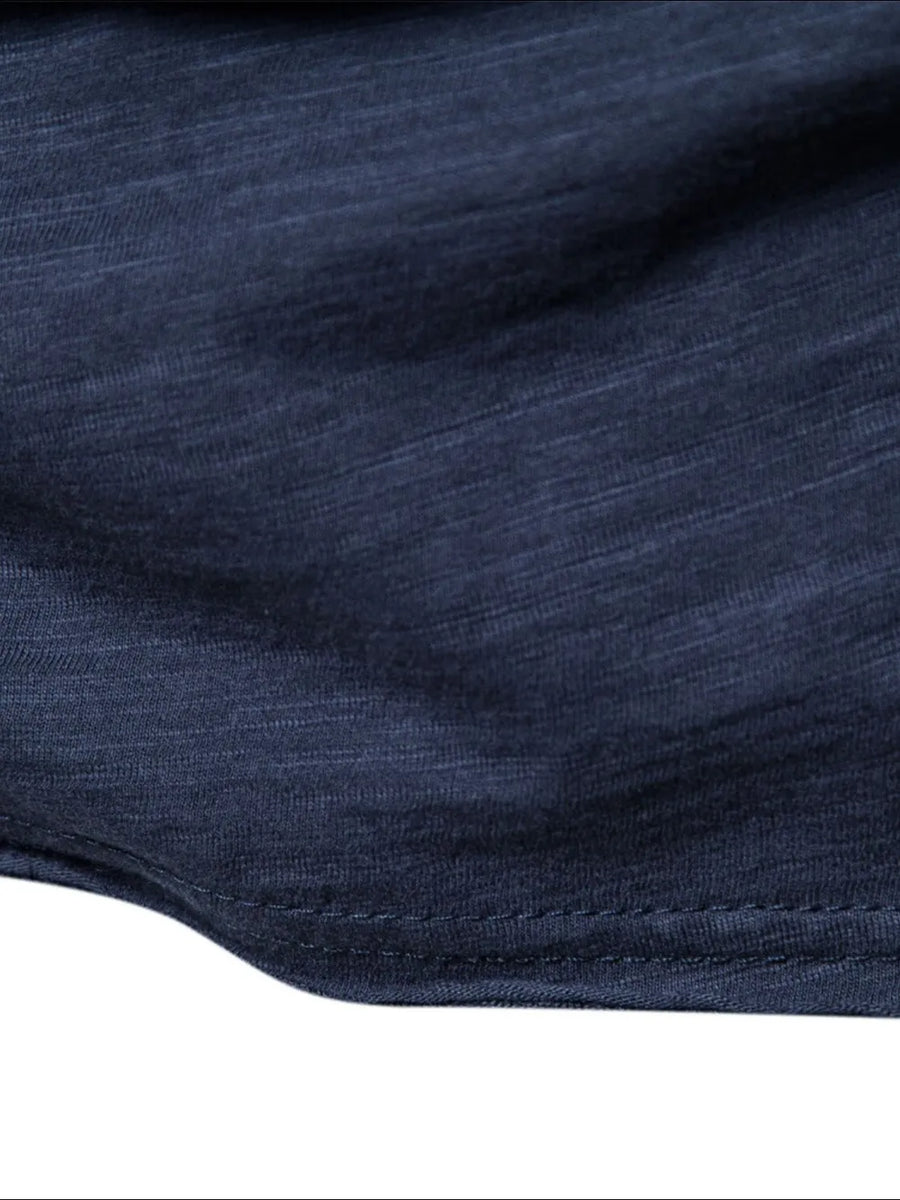 Black Textured Slub Cotton Crewneck Tee