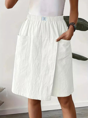 Blue And Black Stripes Elastic Waist Wrap Skort