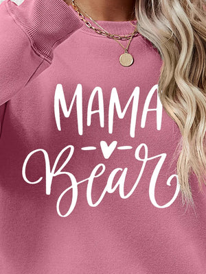 Mama Bear graphic sweatshirt in Blush Pink with crew neck and long sleeves.