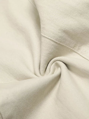 Cream White Belted Wide-leg Relaxed Fit Pants