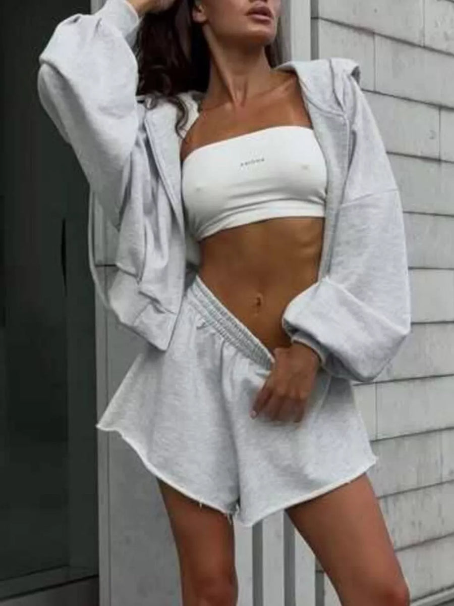 Zip-up Mini Jacket in Light Gray