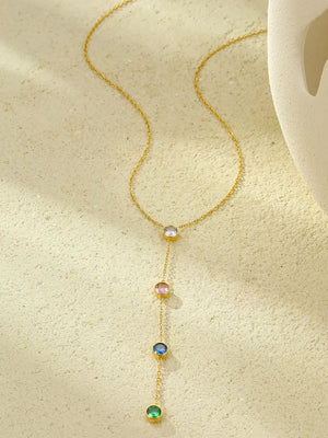 18K Gold-Plated,Stainless Steel,Zircon Care instructions: Avoid wearing during e necklace in Style B with Y-drop silhouette