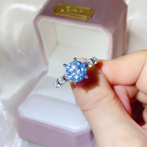 925 Sterling Silver Solitaire Moissanite Bezel Ring in this colorway