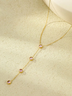 18K Gold-Plated,Stainless Steel,Zircon Care instructions: Avoid wearing during e necklace in Style A with Y-drop silhouette