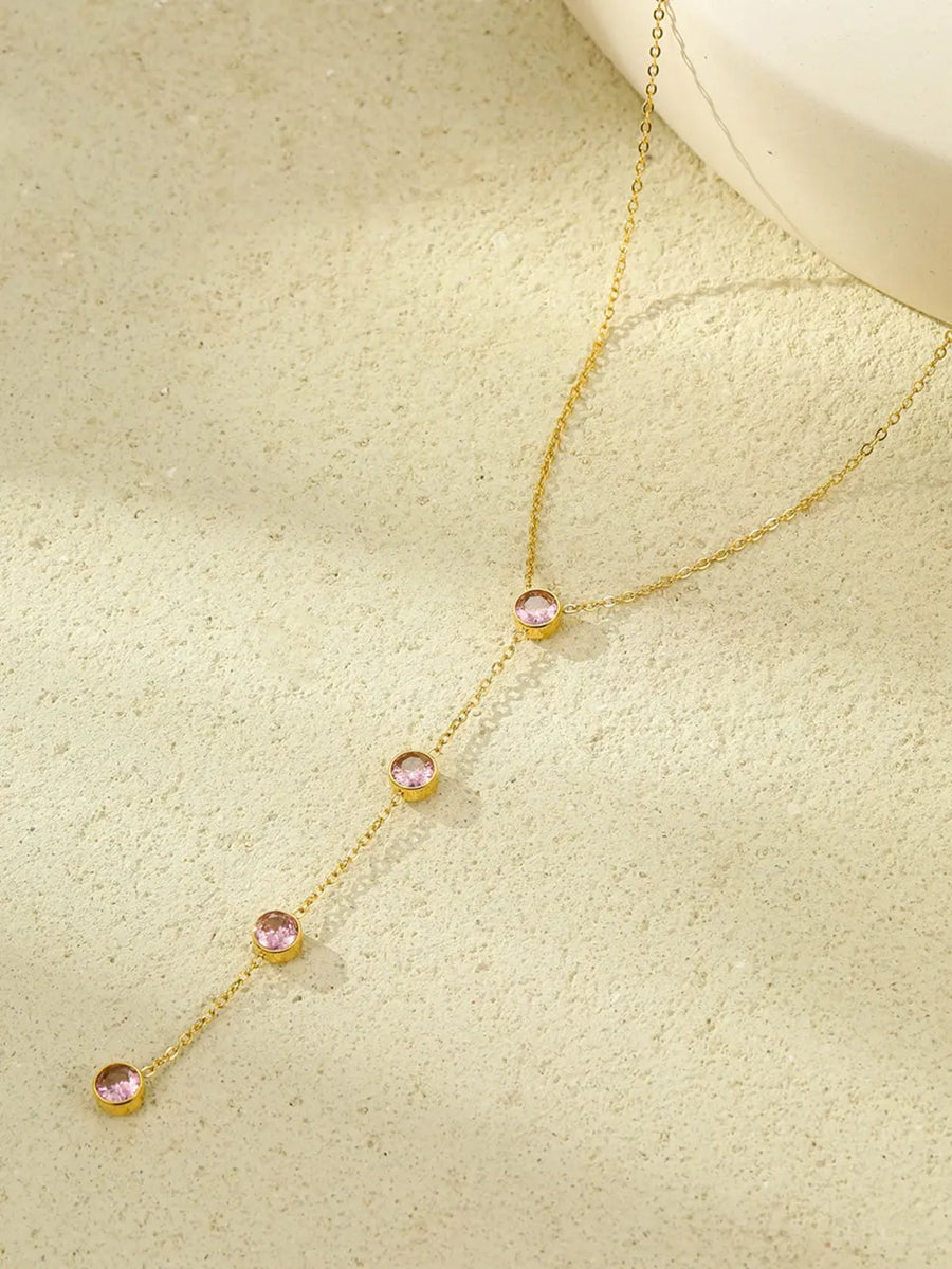 18K Gold-Plated,Stainless Steel,Zircon Care instructions: Avoid wearing during e necklace in Style A with Y-drop silhouette