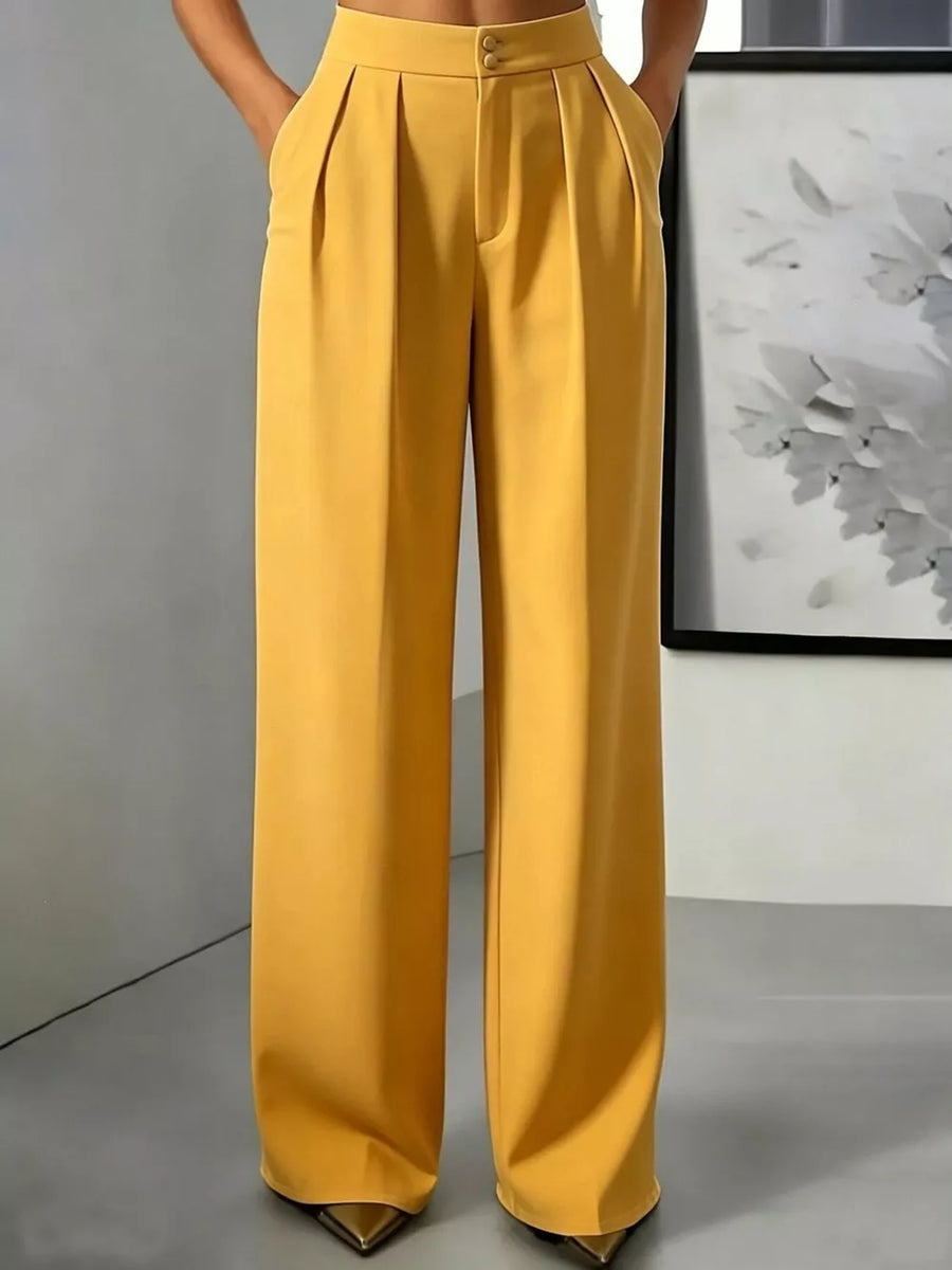 100% polyester Care instructions: Machine wash cold wide-leg pants in cream with wide-leg silhouette