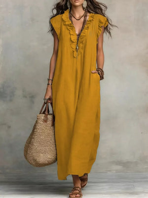 Ruffled V-neck Maxi Dress, view 11