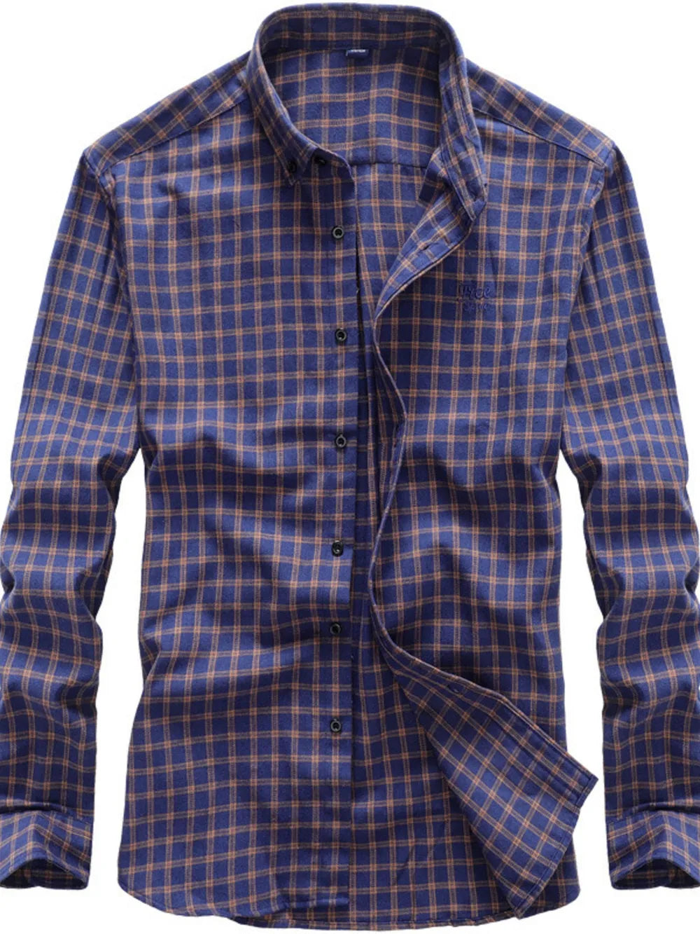 Men's Classic Plaid Button-down Shirt Plus Size in Red-Violet
