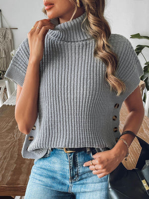 Navy Blue sweater vest with hip-length and pullover
