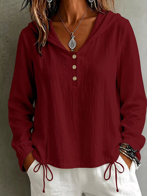 blouse in Orange with buttoned and hip-length