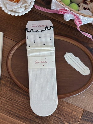 socks in brown with ditsy floral and ribbed knit