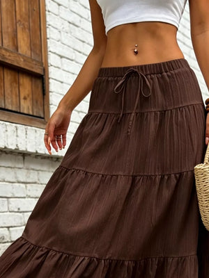Maxi Ruched Skirt in White