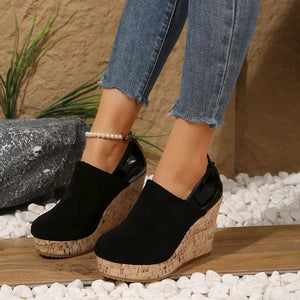 Black Round Toe Slip-ons