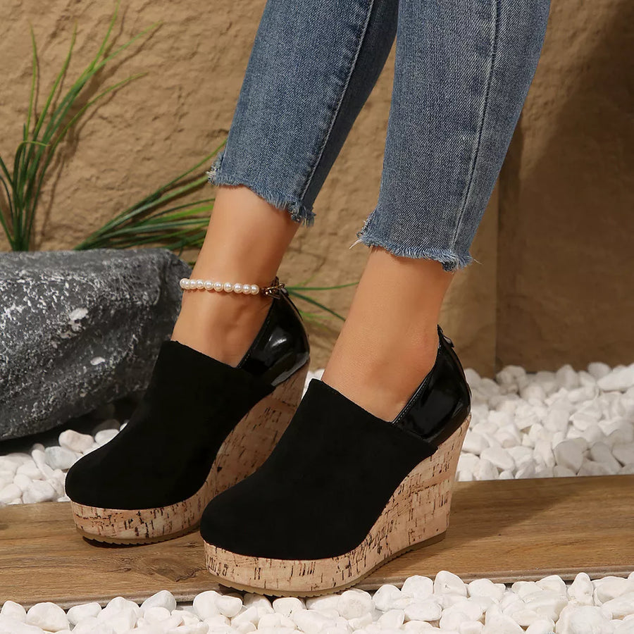 Black Round Toe Slip-ons