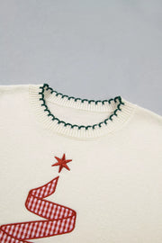 ivory pullover sweater with stretchy and long sleeve