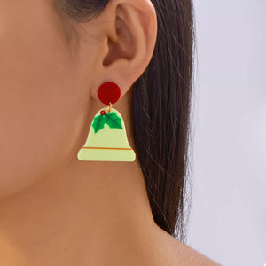 Christmas Acrylic Dangle Earrings in red