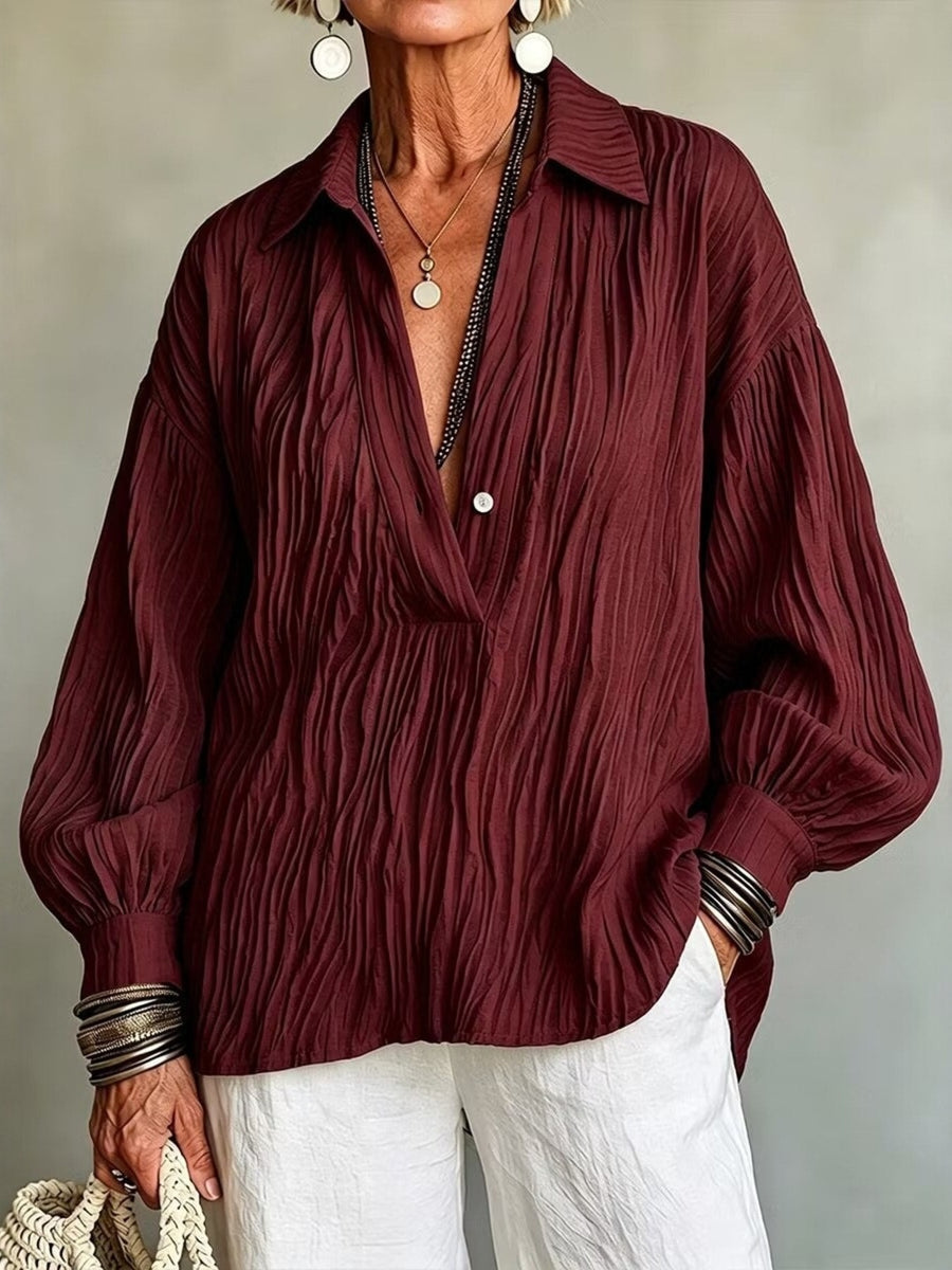 modern blouse in Burgundy with collared