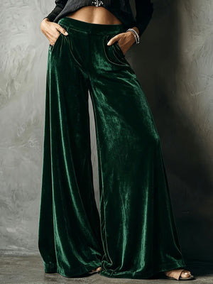 wide-leg pants in Sky Blue with pocketed and full-length