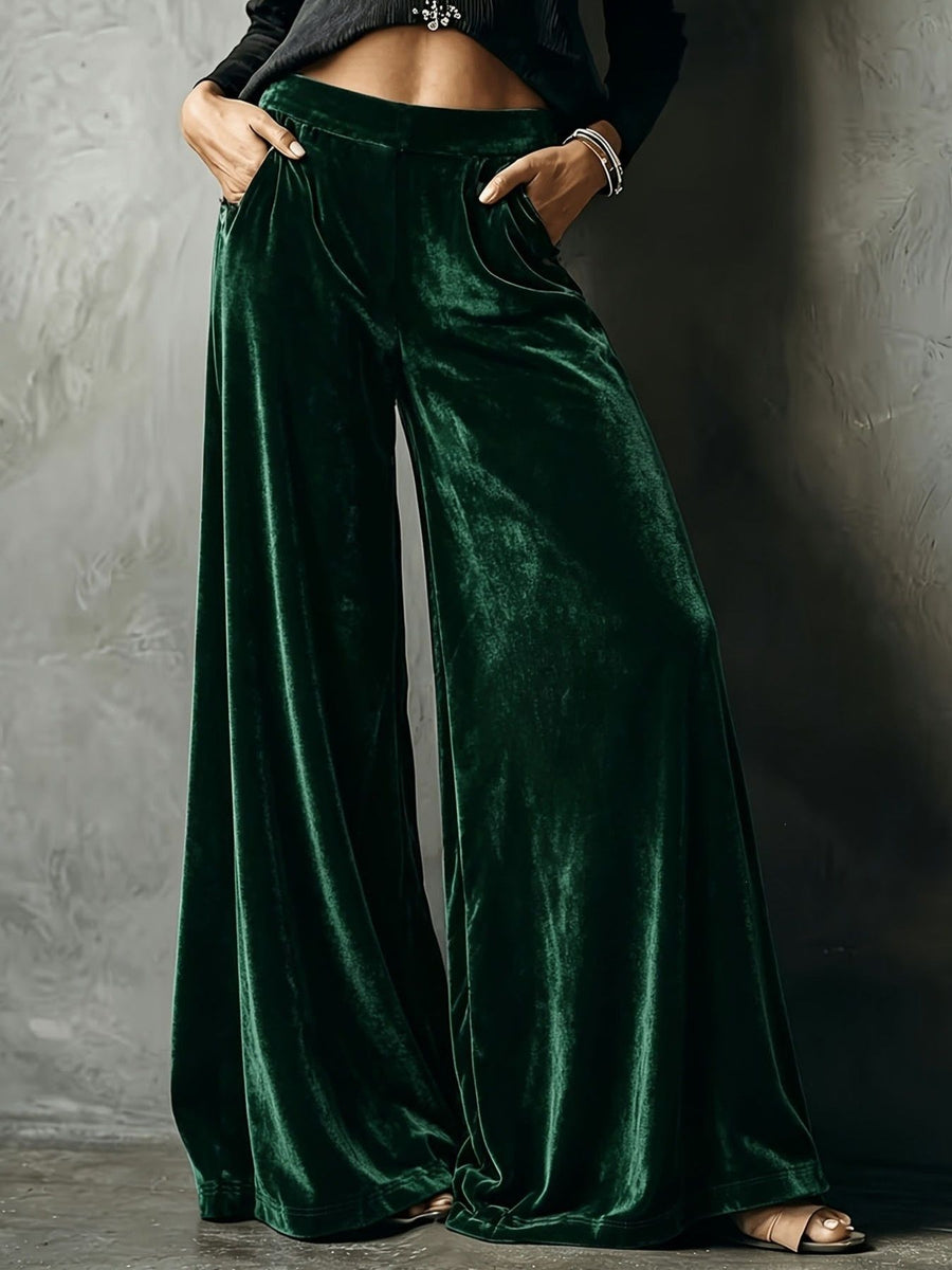 wide-leg pants in Sky Blue with pocketed and full-length