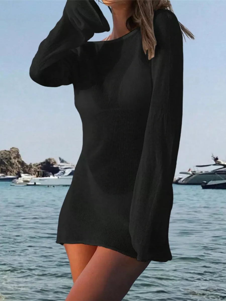 Long Sleeve Cover-up Dress in White