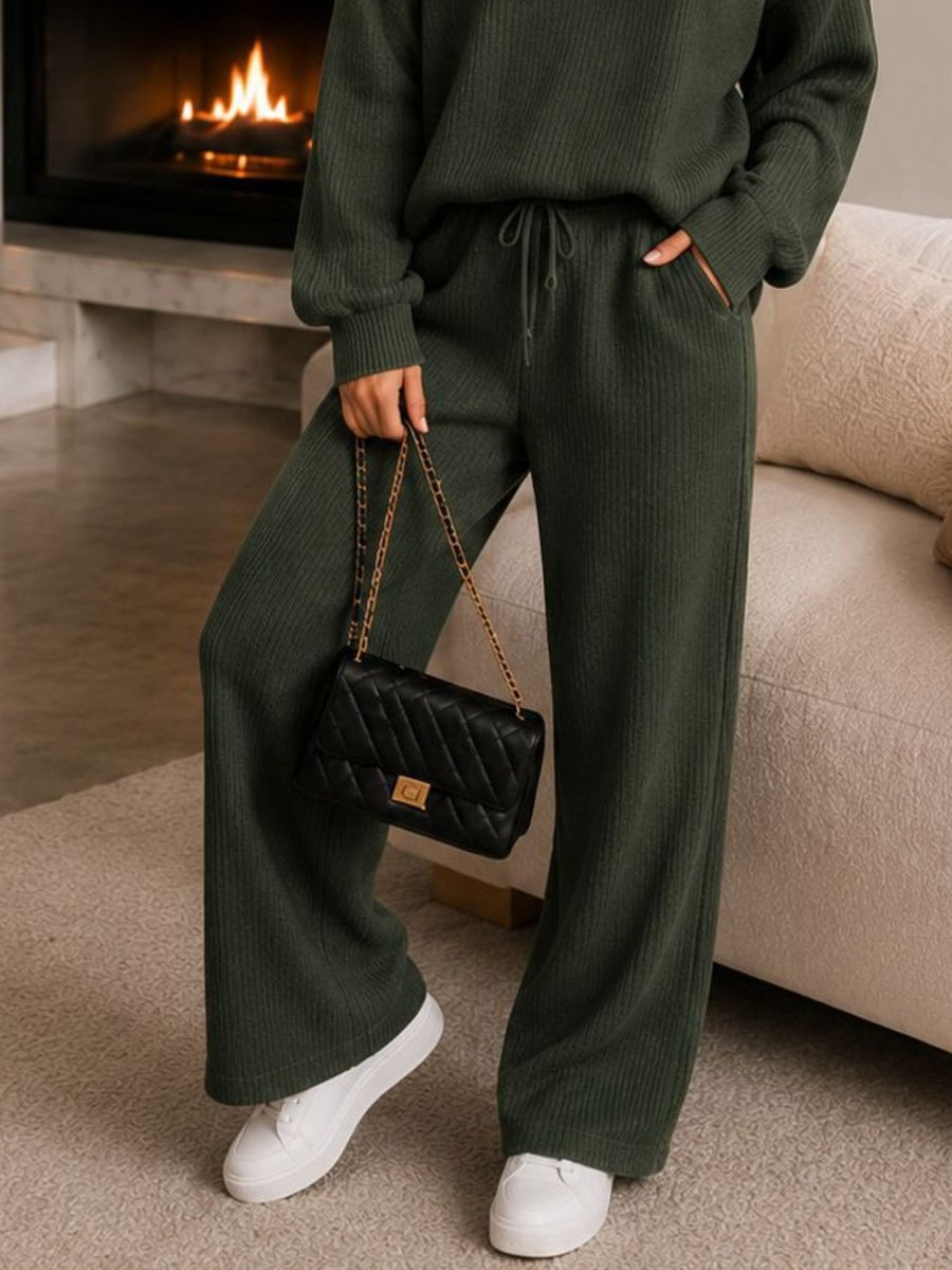Dark Brown lounge set with tied and long sleeve
