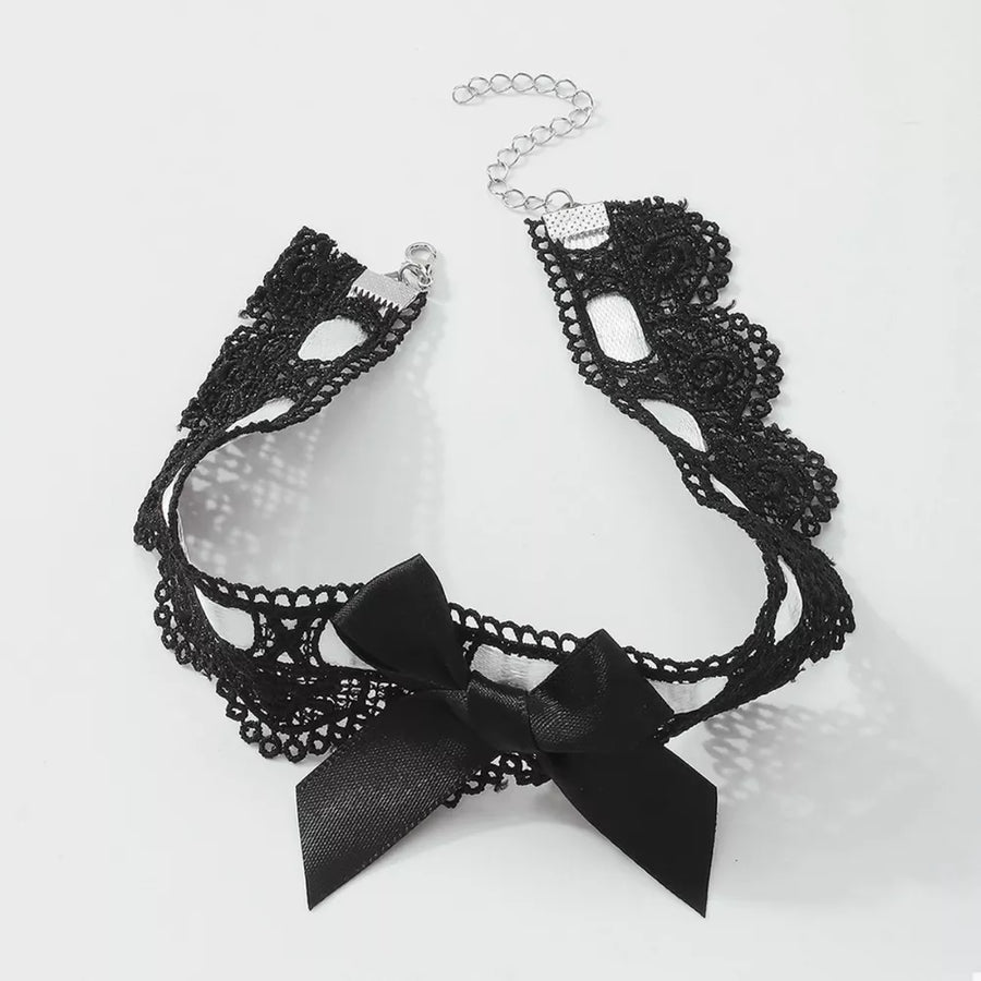 choker featuring floral in black with 18K Gold-Plated, Alloy, lace, fabric Care instructions: Avoid wearing during exe