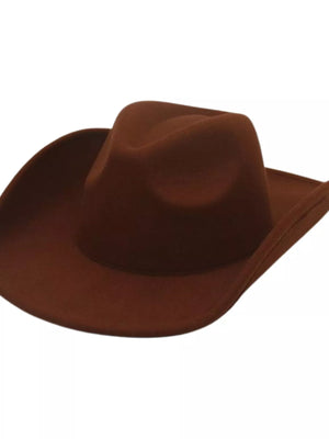 Classic cowboy hat in soft polyester, chocolate color.