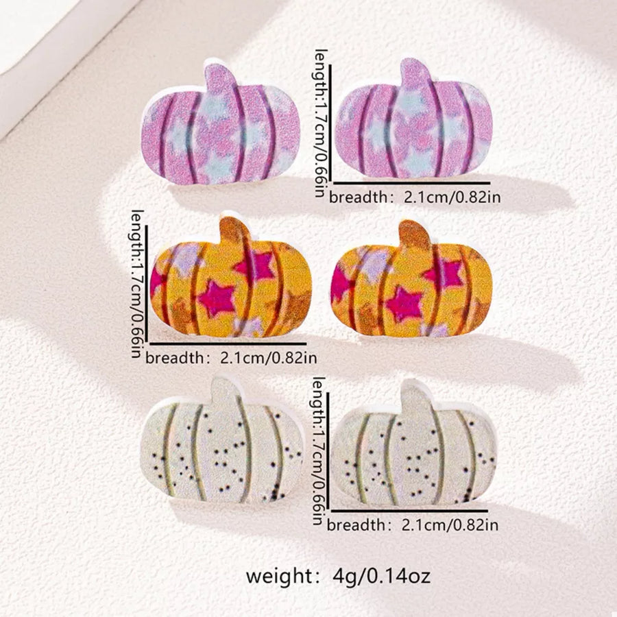 earrings in yellow with striped and pumpkin shape