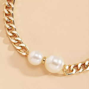 gold necklace with choker and hook-and-eye