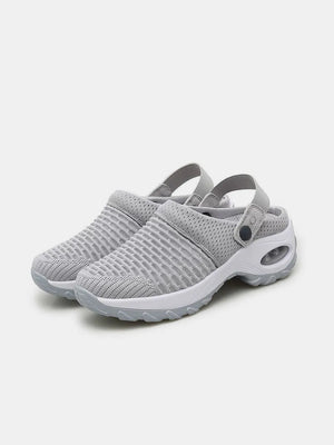 Light Gray Air Cushion Mesh Slingbacks with adjustable strap and white sole.
