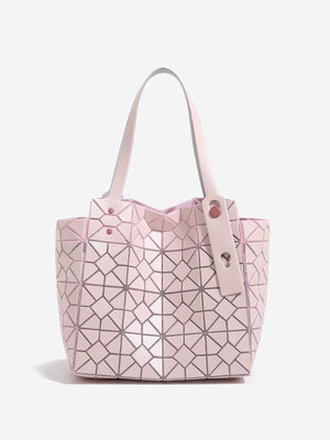 Geometric Lattice Structured Handbag Tote Bag in Apricot with structured