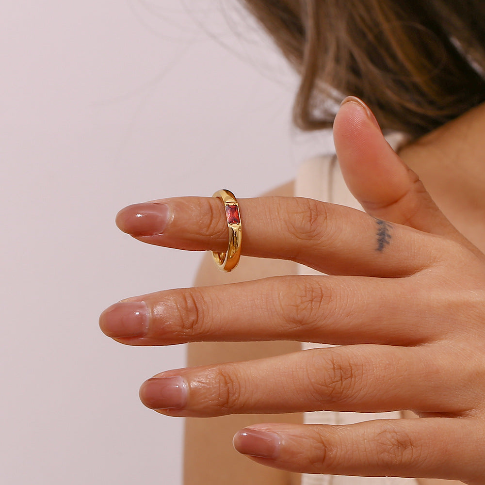 18K Gold-Plated Zircon Ring Style 10500194935 in gold with gold-plated