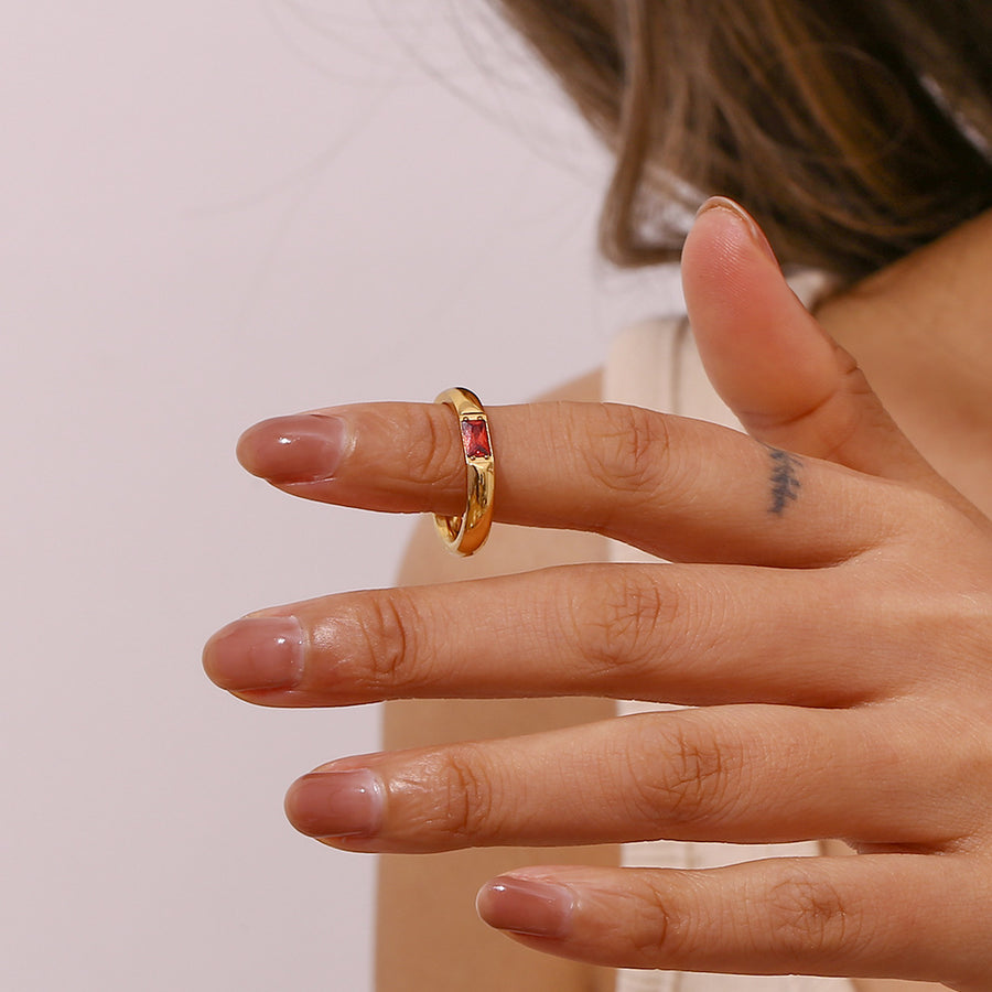 18K Gold-Plated Zircon Ring Style 10500194935 in gold with gold-plated