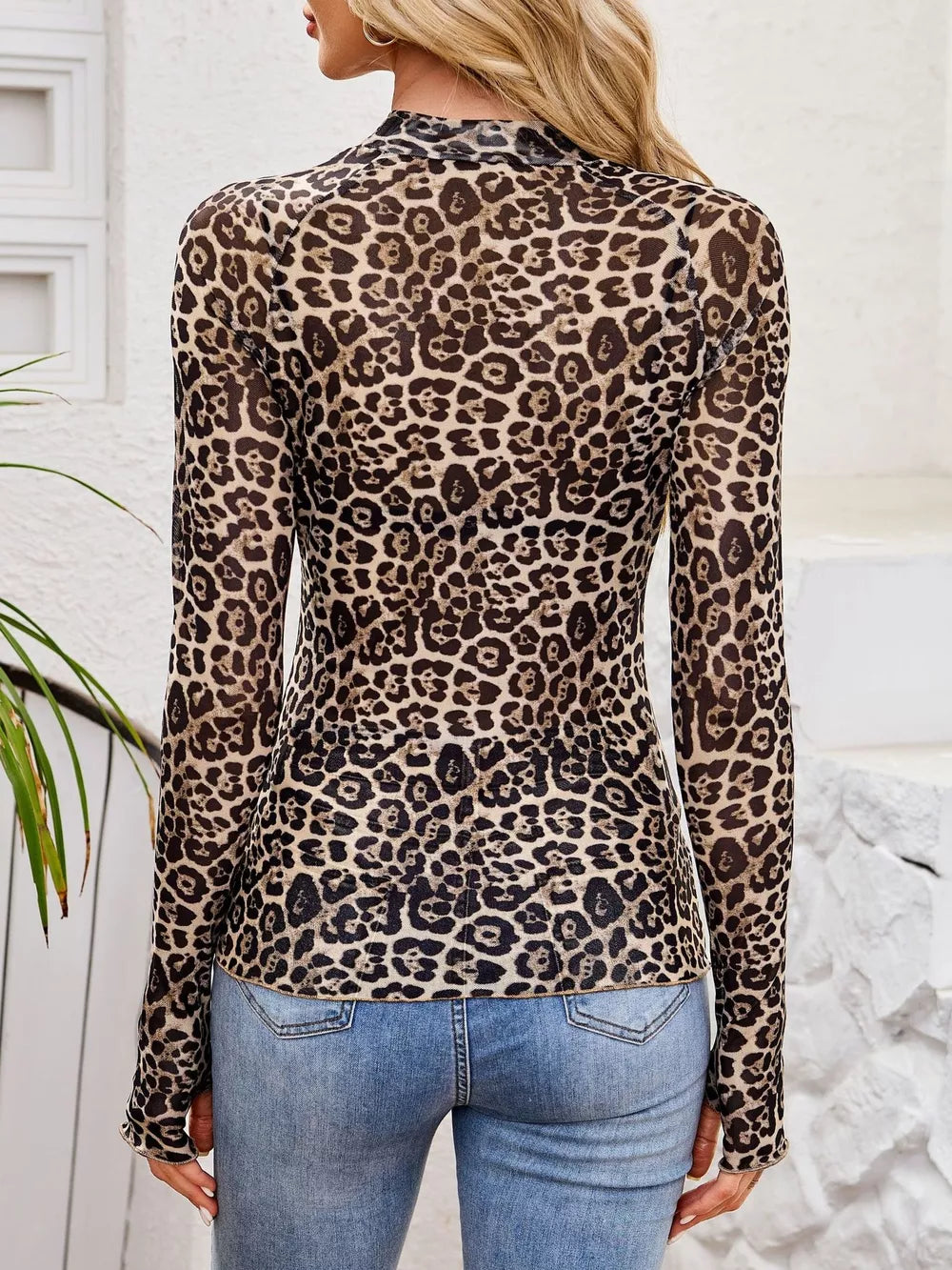 edgy top in Sage with mock neck