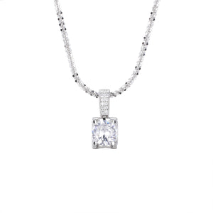 925 Sterling Silver Zircon Pendant Necklace in clear with pendant