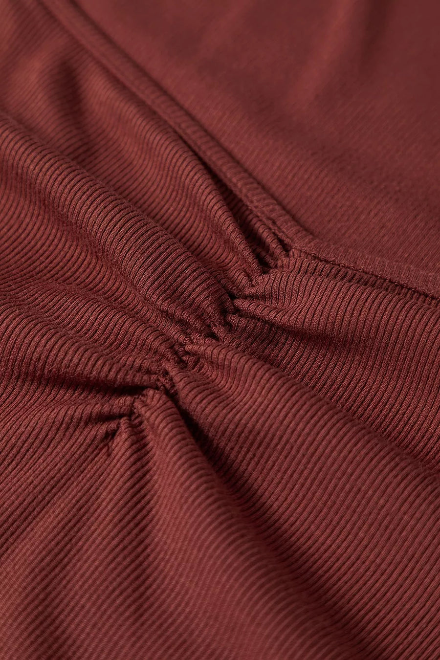 Gathered Bust Square Neck Ribbed Long Sleeve Top option 9