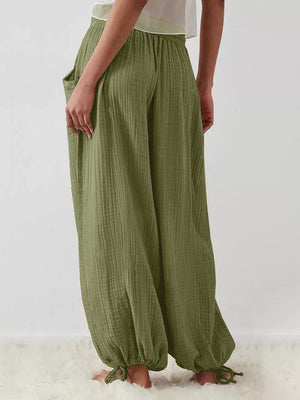 Moss wide-leg pants with elastic waist and N/A
