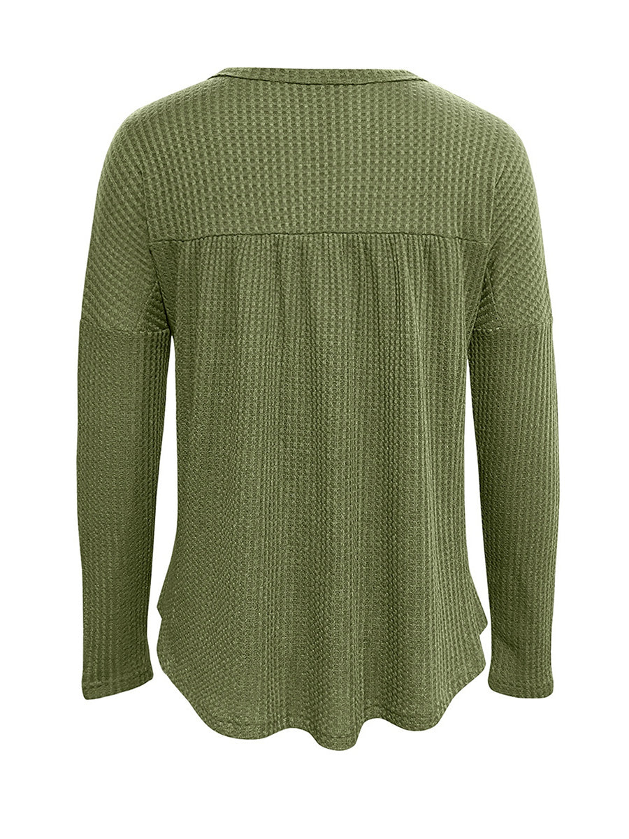 olive green peplum top with buttoned and long sleeve