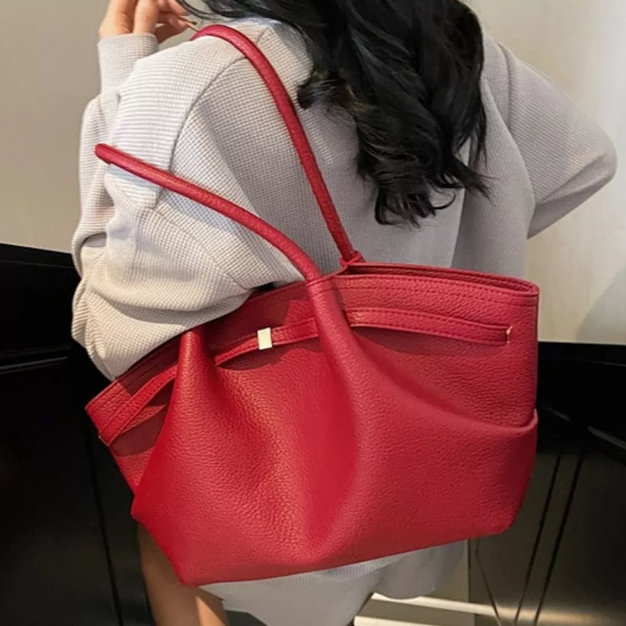 Pu Leather Shoulder Bag in Red